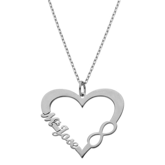 GARGANTILLA ORO BLANCO 18KL CORAZON + NOMBRE - G946