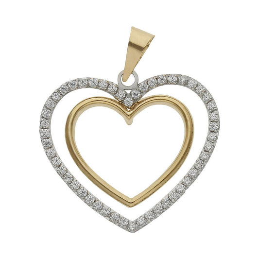 COLGANTE ORO 18KL CORAZONES CIRCONITAS - 19x20MM - G1069