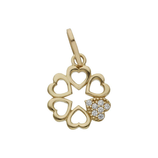 COLGANTE ORO 18KL CORAZONES CIRCONITAS - 12MM - G1103