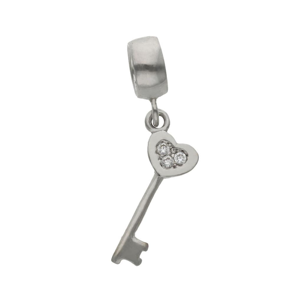 COLGANTE ORO BLANCO 18KL LLAVE CIRCONITAS - G1105