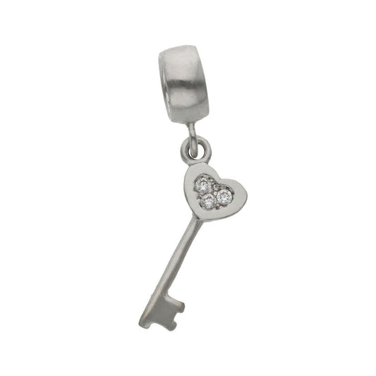 COLGANTE ORO BLANCO 18KL LLAVE CIRCONITAS - G1105