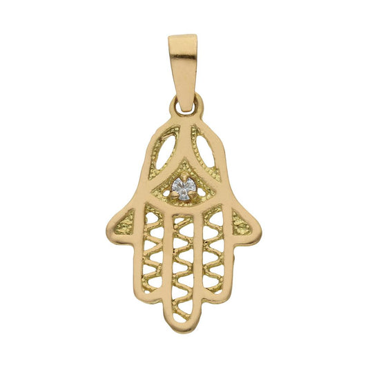 COLGANTE ORO 18KL MANO DE FATIMA CIRCONITA - G524