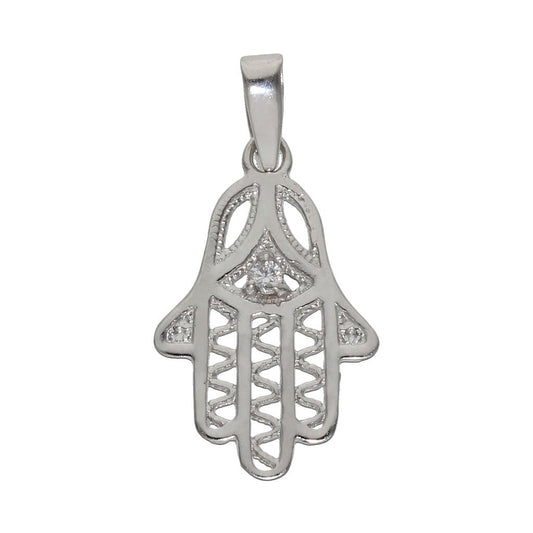 COLGANTE ORO BLANCO 18KL MANO DE FATIMA - G812