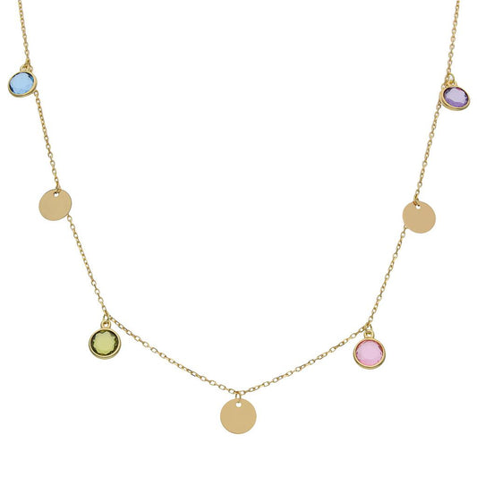GARGANTILLA ORO 18KL CIRCULOS + PIEDRAS - G960