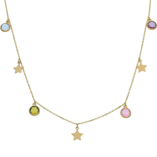 GARGANTILLA ORO 18KL ESTRELLAS + PIEDRAS - G961
