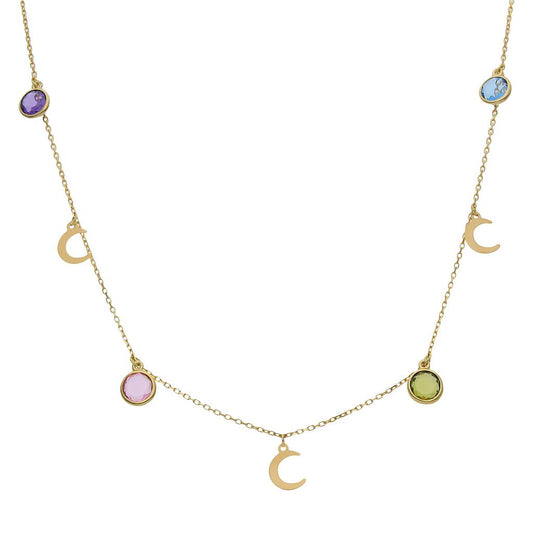GARGANTILLA ORO 18KL LUNAS + PIEDRAS - G963
