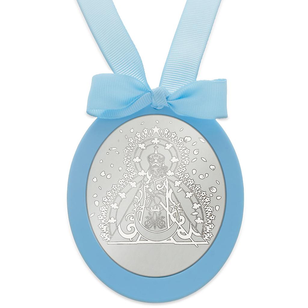 MEDALLA CUNA PLATA 925MM OVALADA VIRGEN DE LA CABEZA - MC1023Azul