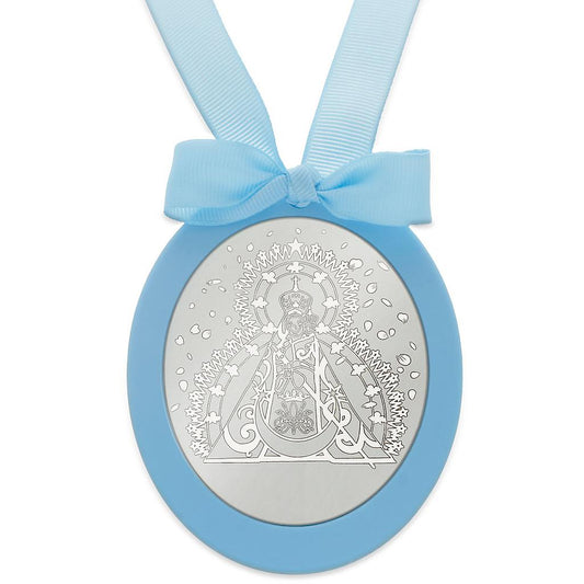MEDALLA CUNA PLATA 925MM OVALADA VIRGEN DE LA CABEZA - MC1023Azul