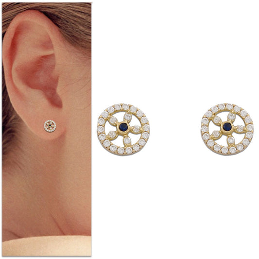 PENDIENTES ORO 18KL CRISOPAL AZUL - P1027