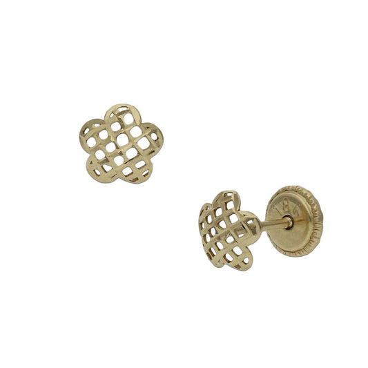 PENDIENTES ORO 18KL  TALLADOS FLOR - 5.50MM - P1136