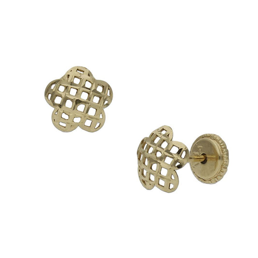 PENDIENTES ORO 18KL FLOR TALLADOS - 6.50MM - P1137