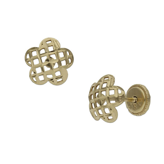 PENDIENTES ORO 18KL TALLADOS FLOR - 7MM - P1138