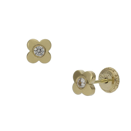 PENDIENTES ORO 18KL FLOR CIRCONITAS - 5MM - P1156