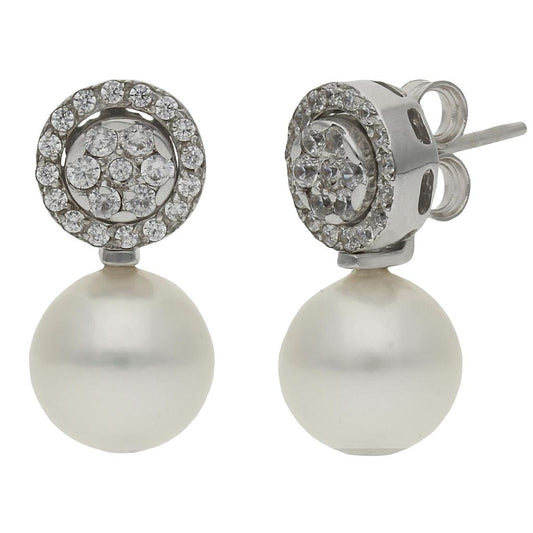 PENDIENTES ORO BLANCO 18KL - 3 EN 1 P.CULTIVADAS - P1245