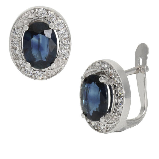 PENDIENTES ORO BLANCO 18KL ZAFIROS FINOS - P1247