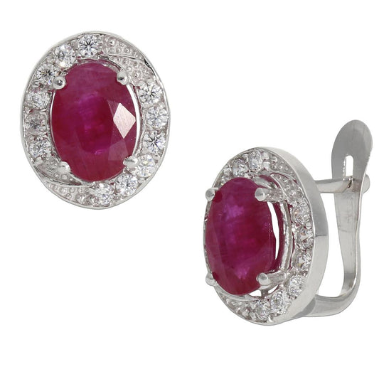 PENDIENTES ORO BLANCO 18KL RUBIES FINOS - P1249
