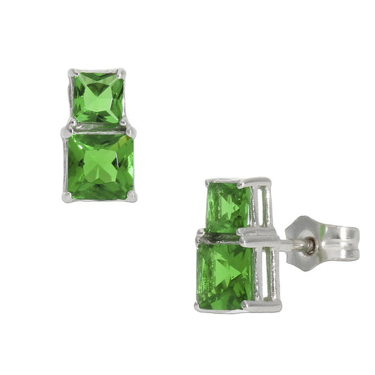 PENDIENTES ORO BLANCO 18KL VERDE - P1258
