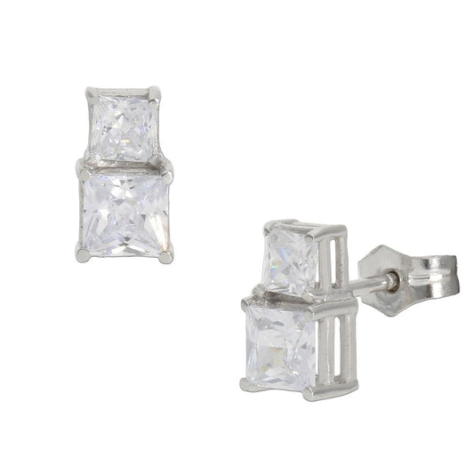 PENDIENTES ORO BLANCO 18KL CIRCONITAS - P1259
