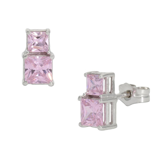 PENDIENTES ORO BLANCO 18KL ROSA - P1260