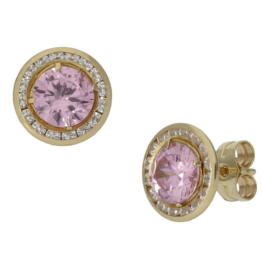 PENDIENTES ORO 18KL ROSA + CIRCONITAS - 9.50MM - P1323