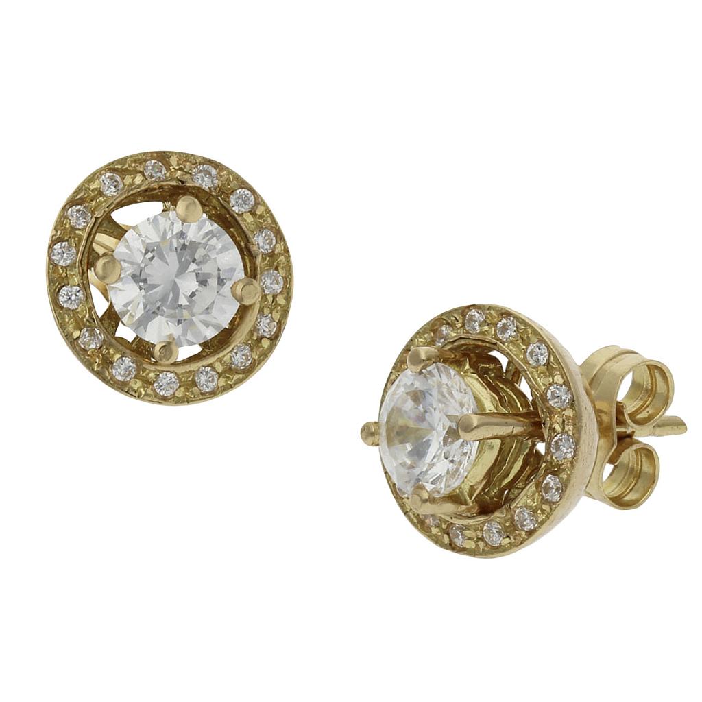 PENDIENTES ORO 18KL -2 EN 1 CIRCONITAS - 9MM - P1330