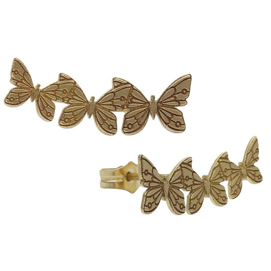 PENDIENTES ORO 18KL TREPADORES MARIPOSAS - P1342