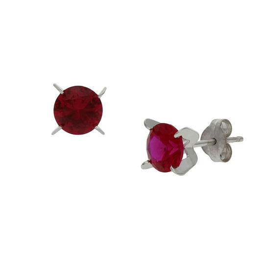 PENDIENTES ORO BLANCO 18KL ROJO - P1373