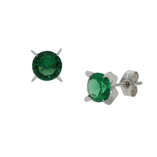 PENDIENTES ORO BLANCO 18KL VERDE - P1374