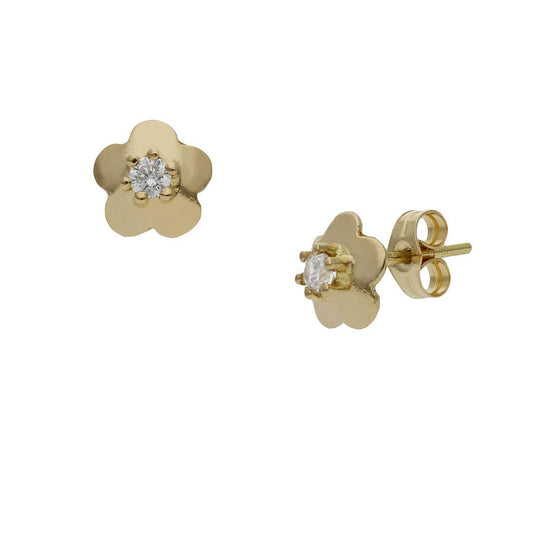 PENDIENTES 18KL FLOR CIRCONITAS - 7MM - P1381
