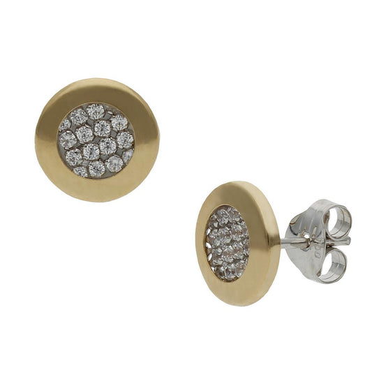 PENDIENTES ORO 18KL BICOLOR REDONDOS - 8MM - P1433
