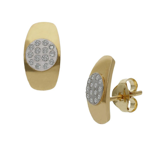 PENDIENTES ORO 18KL BICOLOR OVAL - 6x11MM - P1437