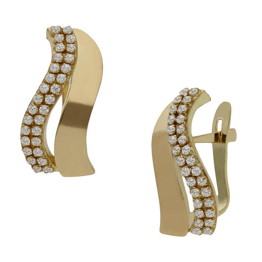 PENDIENTES ORO 18KL ONDAS CIRCONITAS - 5x15MM - P1455
