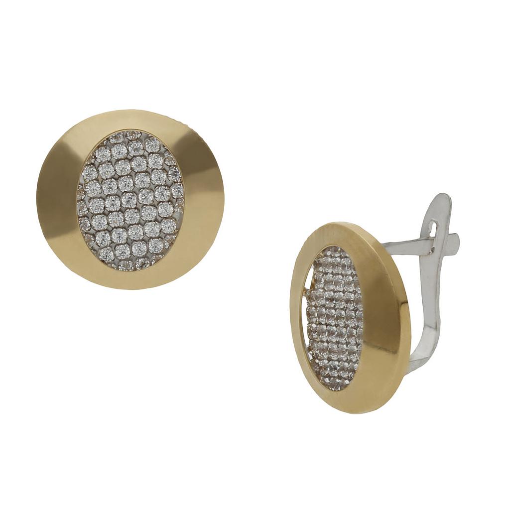 PENDIENTES ORO 18KL BICOLOR CIRCONITAS - 12x13MM - P1457