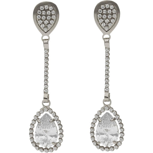 PENDIENTES ORO BLANCO 18KL CIRCONITAS - 9x39MM - P1471