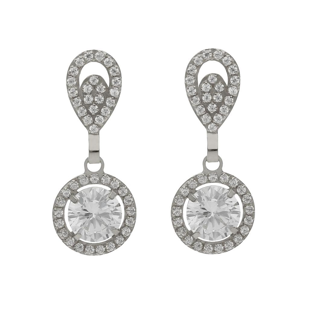 PENDIENTES ORO BLANCO 18KL CIRCONITAS - 9x22MM - P1475
