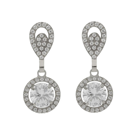 PENDIENTES ORO BLANCO 18KL CIRCONITAS - 9x22MM - P1475