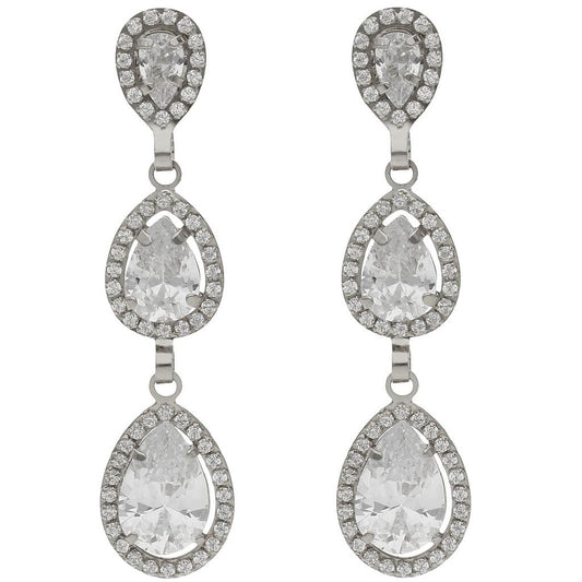 PENDIENTES ORO BLANCO 18KL CIRCONITAS - 9x39MM - P1476