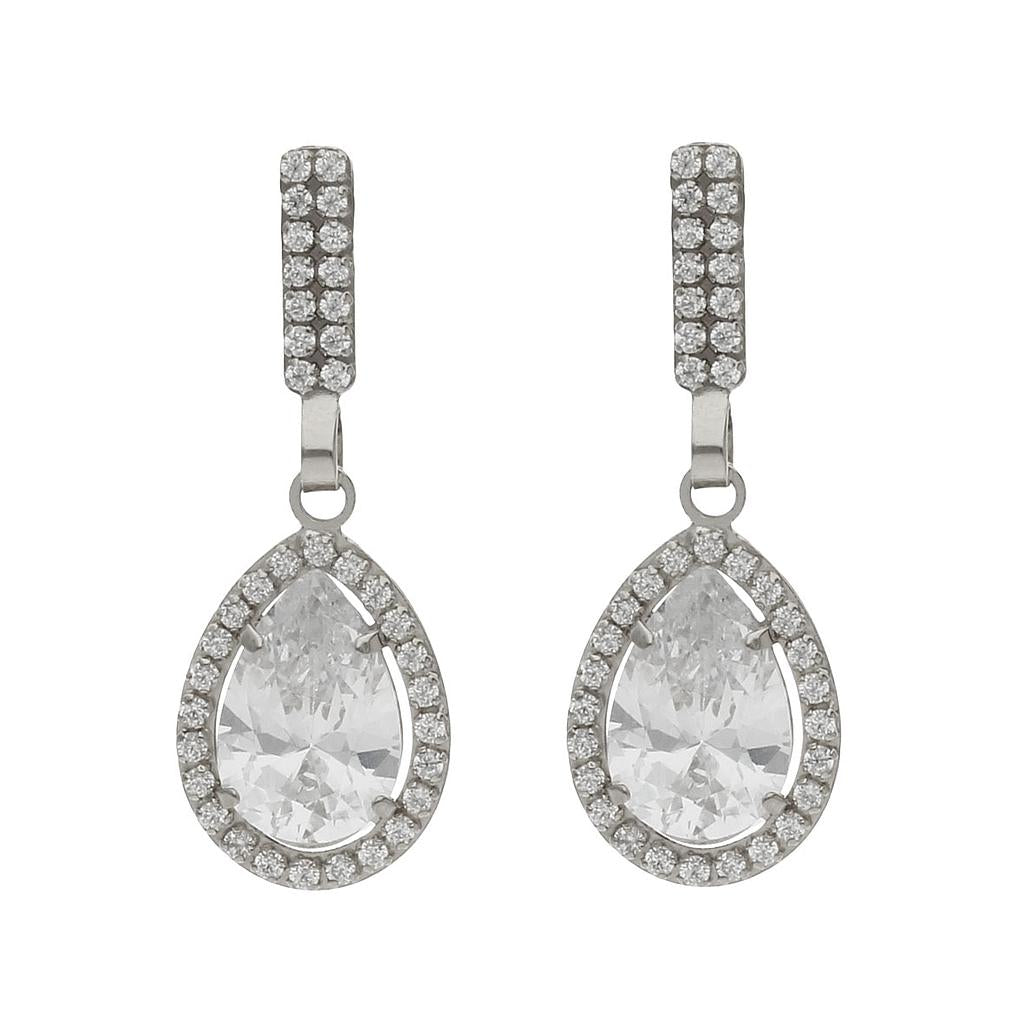 PENDIENTES ORO BLANCO 18KL CIRCONITAS - 9x25MM - P1477