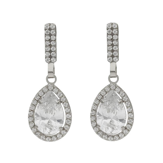 PENDIENTES ORO BLANCO 18KL CIRCONITAS - 9x25MM - P1477