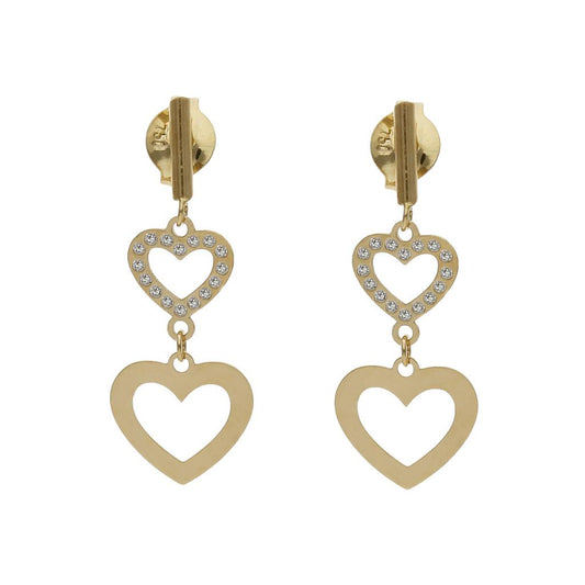 PENDIENTES  ORO 18KL CORAZONES CIRCONITAS - 8x22MM - P1485