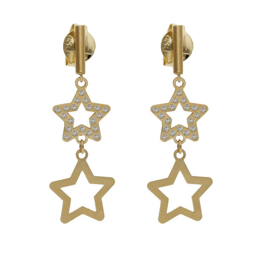 PENDIENTES ORO 18KL ESTRELLAS CIRCONITAS - 8x24MM - P1488