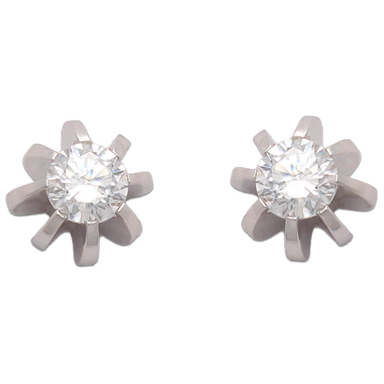 PENDIENTES ORO BLANCO 18KL CIRCONITAS - P344