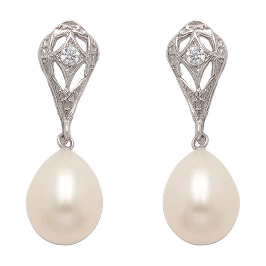 PENDIENTES ORO BLANCO 18KL P. CULTIVADAS - P6100
