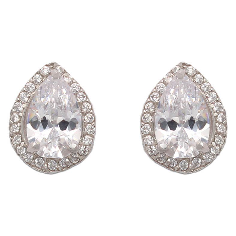 PENDIENTES ORO BLANCO 18KL LAGRIMA - P825