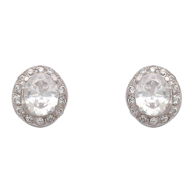 PENDIENTES ORO BLANCO 18KL OVAL - P879