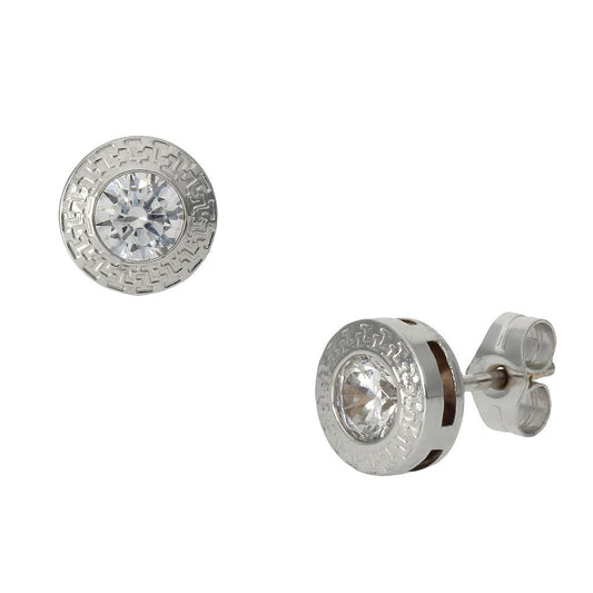 PENDIENTES ORO BLANCO 18KL CHATON - 7MM - P968