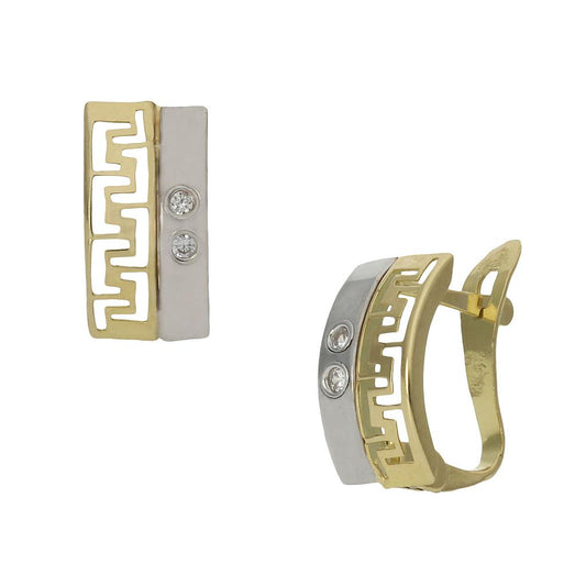 PENDIENTES ORO 18KL BICOLOR CIRCONITAS - P998