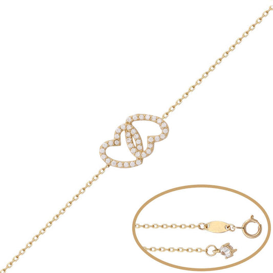 PULSERA ORO 18KL CORAZONES CIRCONITAS - PU1039