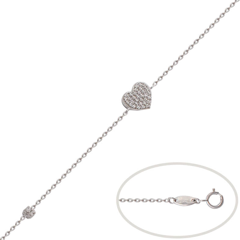 PULSERA ORO BLANCO 18KL CORAZON CIRCONITAS - PU1112