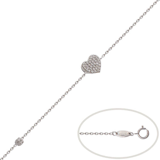 PULSERA ORO BLANCO 18KL CORAZON CIRCONITAS - PU1112